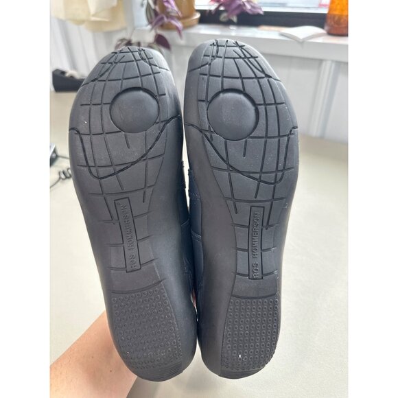 Ros Hommerson Mary Jane Shoes Size 8 Navy Perforated Leather Hook Loop Strap - Picture 6 of 8